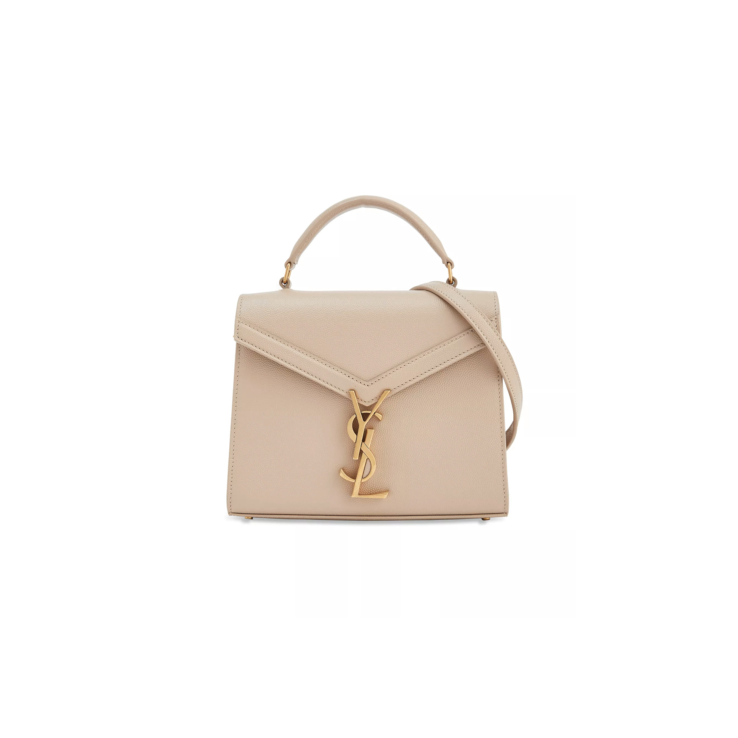 YSL CASSANDRA MEDIUM TOP HANDLE BAG IN GRAIN DE POUDRE EMBOSSED LEATHER 57800026595542 (24.5*20*11.5cm)